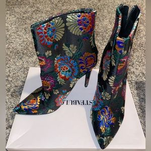 Black Floral Embroidered Booties